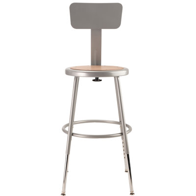 Height Adjustable Heavy Duty Steel Stool With Backrest by National Public Seating