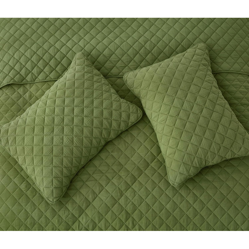 Breeze Cotton Gauze Quilt Set, Oversized King Quilt + 2 King Shams, Olive