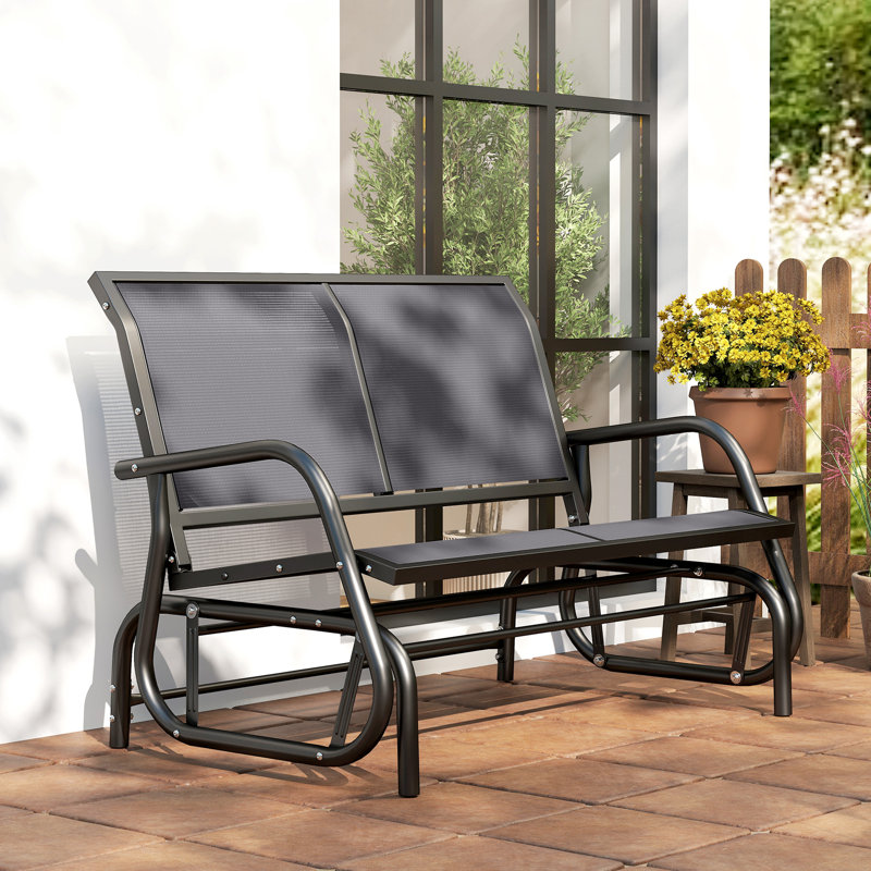 Outdoor Abadie Rocking Metal Bench, Grey