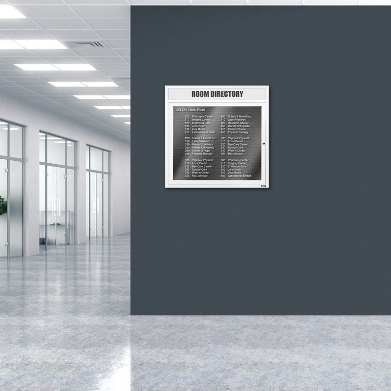 Carte à fixation murale délimitée directory cabinet, Blanc thermolaqué, Un, H 36 po x l 36 po
