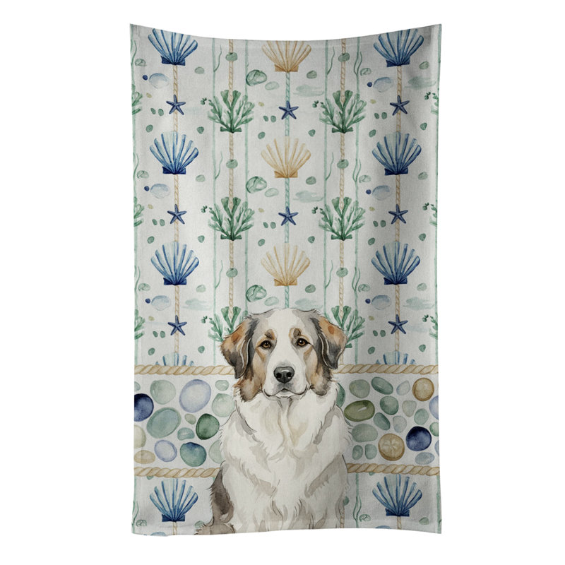 Badger Great Pyrenees Coastal Sea Glass Kitchen Towel, Badger Great Pyrenees