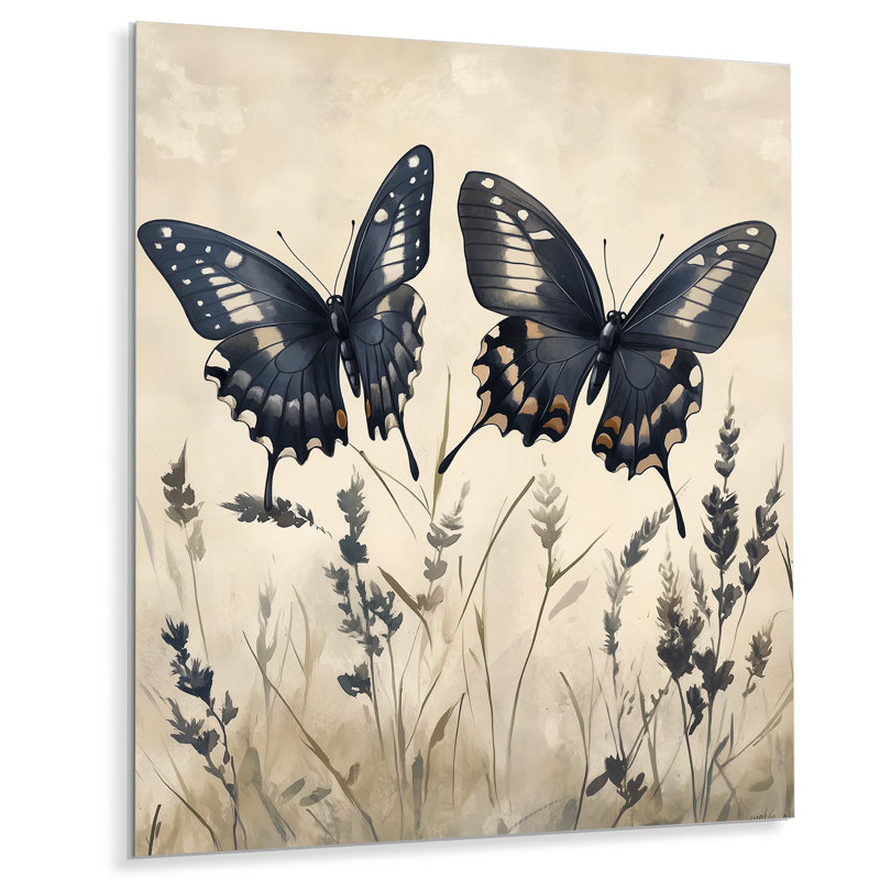 Couple de papillons Twilight - Décoration murale papillon en métal, H 20 po x l 12 po