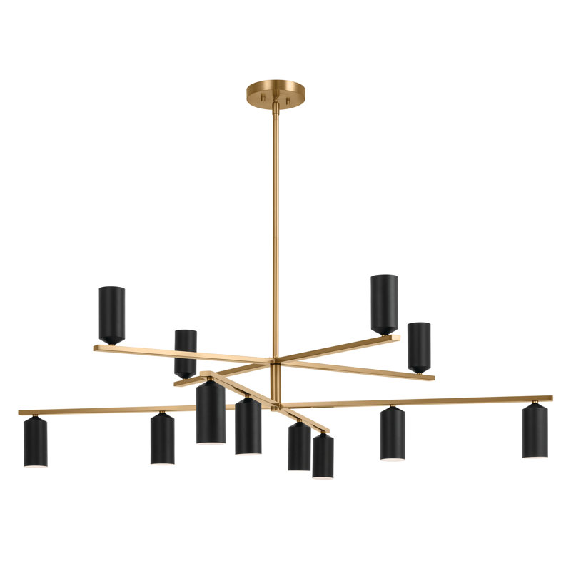 Lustre à 12 lumières à niveaux, Noir