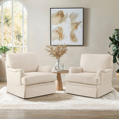 32.7'' Skirted Swivel Accent Arm Chair For Living Room, Bedroom  (Set of 2)