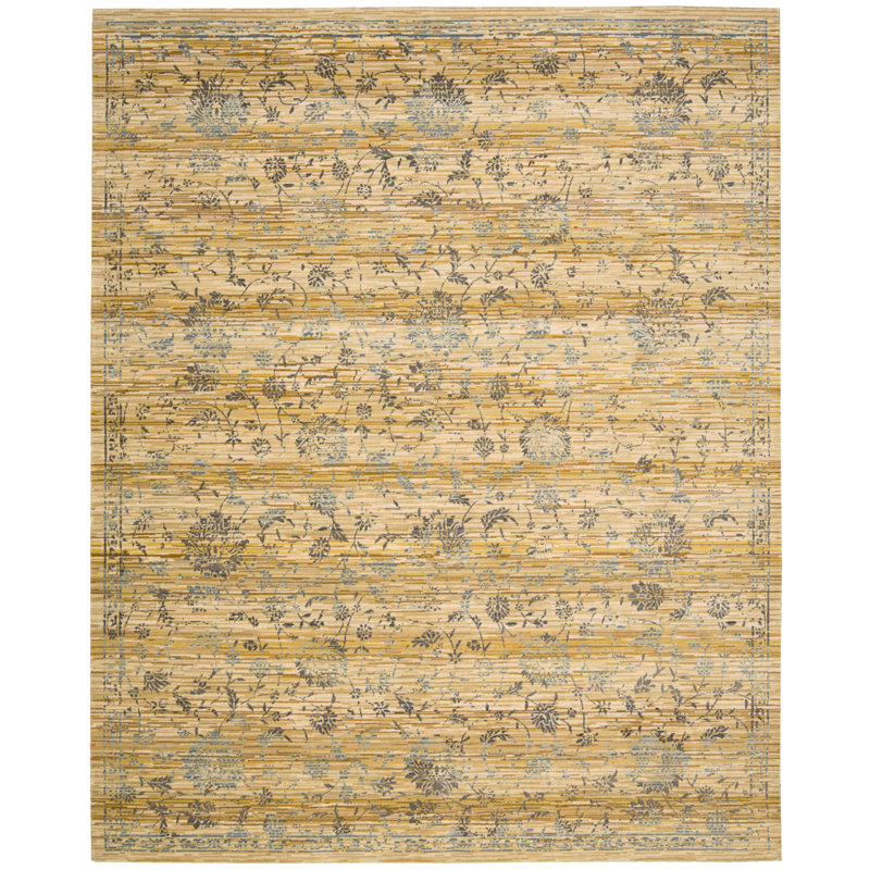 Tapis brun à motif floral Lazerek, Rectangle 7 pi 9 po x 9 pi 9 po