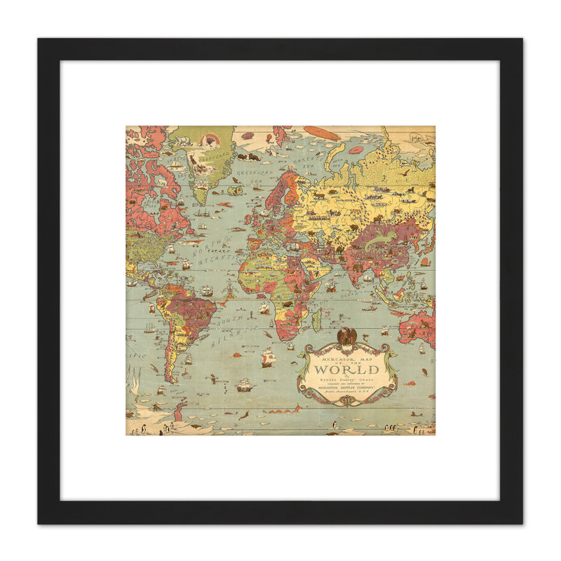 Map 1931 Mercator World Pictorial by Ernest Dudley Chase - Single Picture Frame Painting
