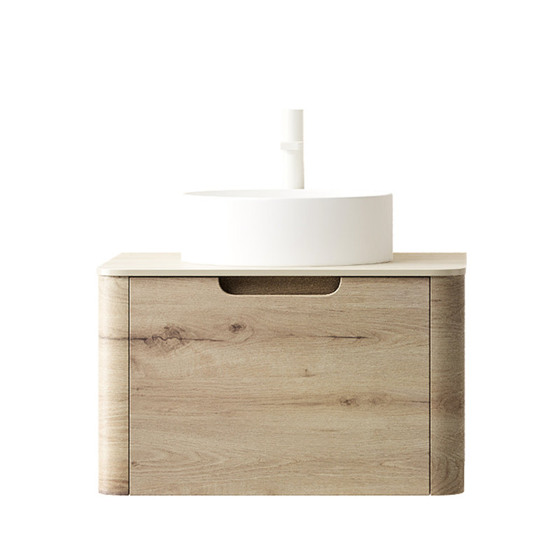 Meuble-lavabo de 61 cm avec rangement mural, lavabo rond en céramique blanche, comptoir en pierre frittée romaine, tiroir à fermeture amortie, installation facile, meuble de rangement en contreplaqué, système raffiné