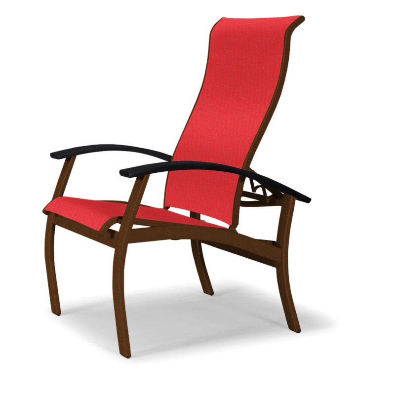 Chaise de patio Askar, Rouge 1D Sunbrella®, Noir, Kona texturé
