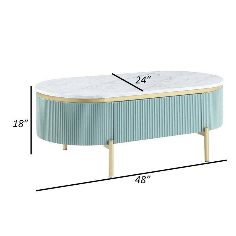 Maxym Coffee Table, White/Teal