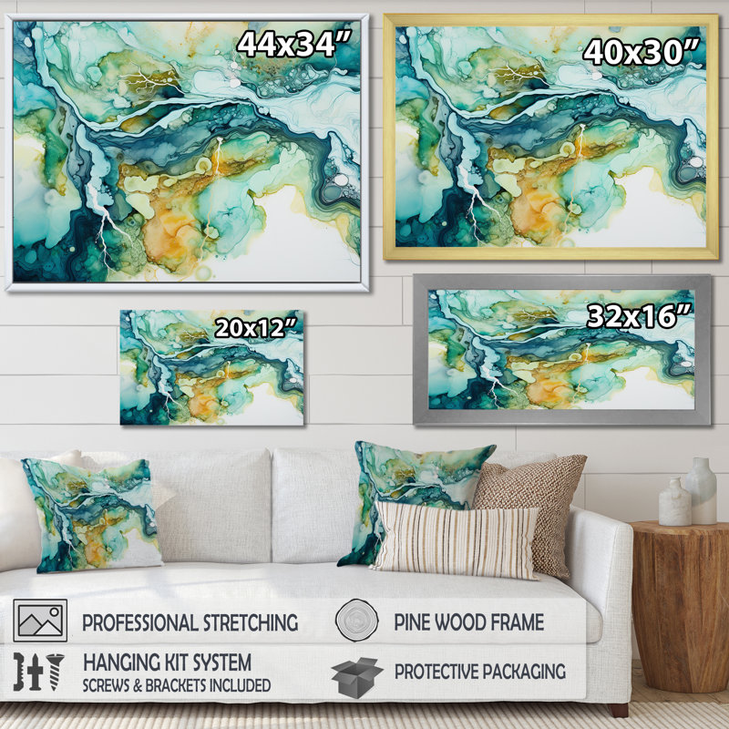 «Dreamscape Lakes Rivers», impression sur toile, H 12 po x l 20 po x P 1 po, Cadre naturel flottant