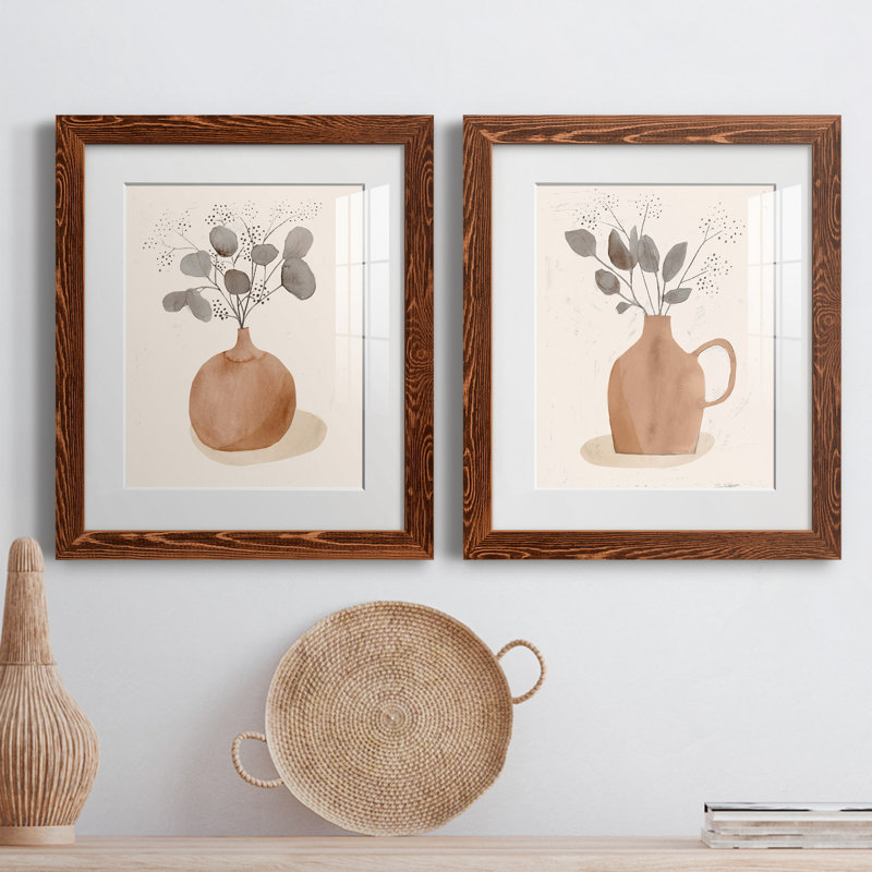 " La Planta I " 2 - Pieces, Maple Framed Paper, 20" H x 17" W x 1" D