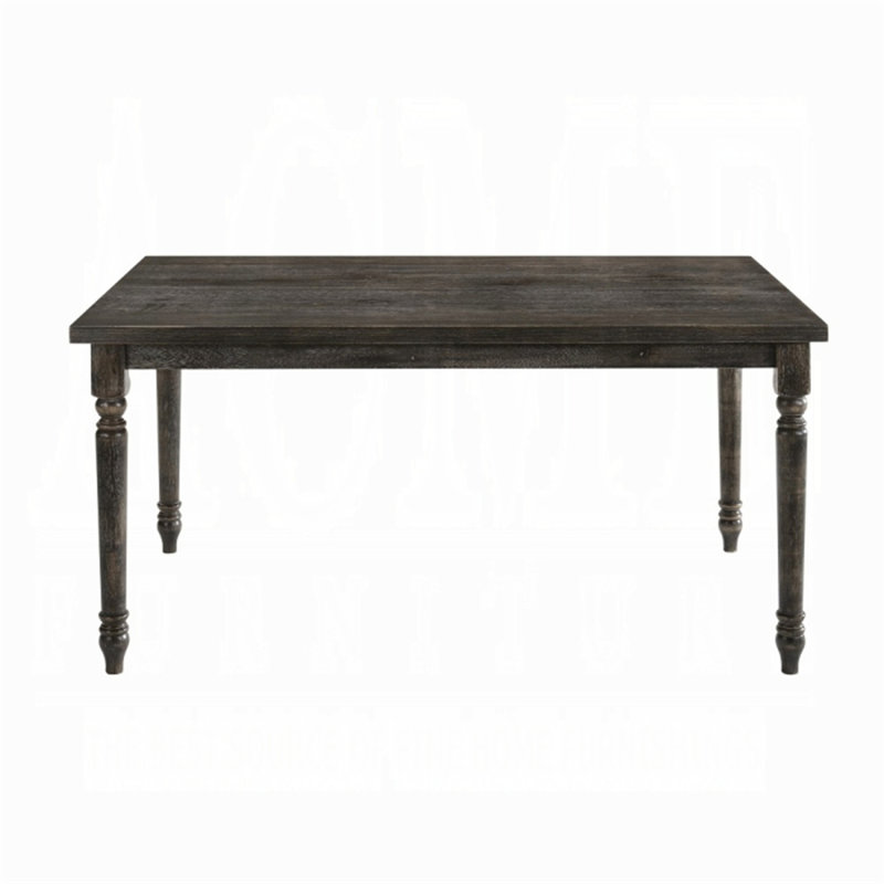 Table de salle à manger grise patinée avec plateau rectangulaire