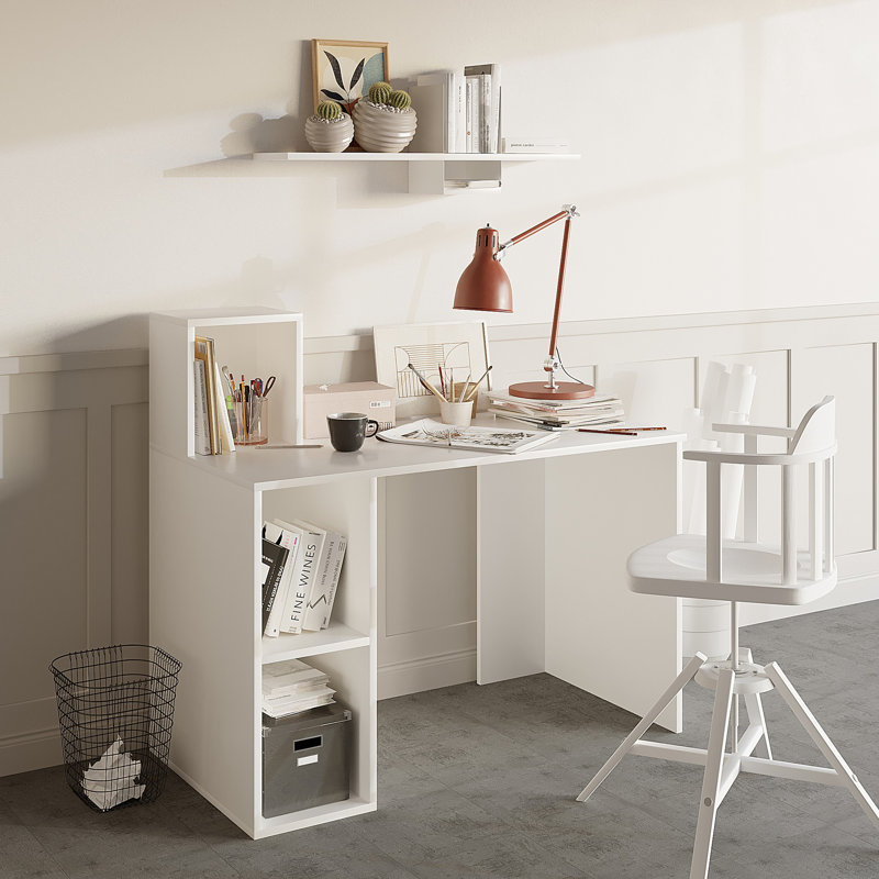 Lovette Computer Desk, White/White