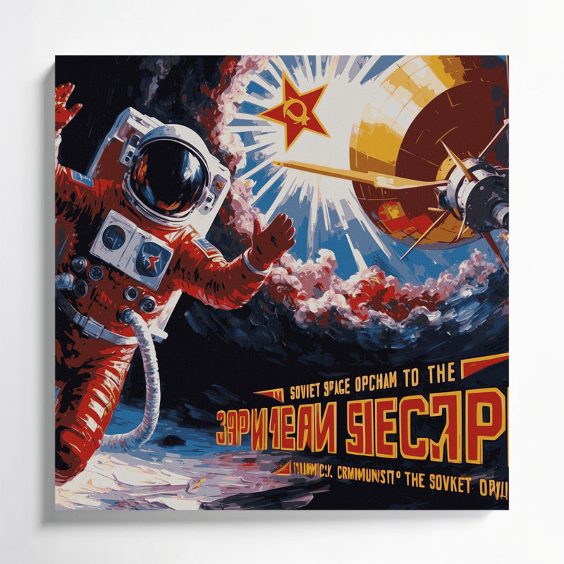 "Space", "Space programme", "Propagande", art mural sur toile mauve, H 12 po x l 12 po