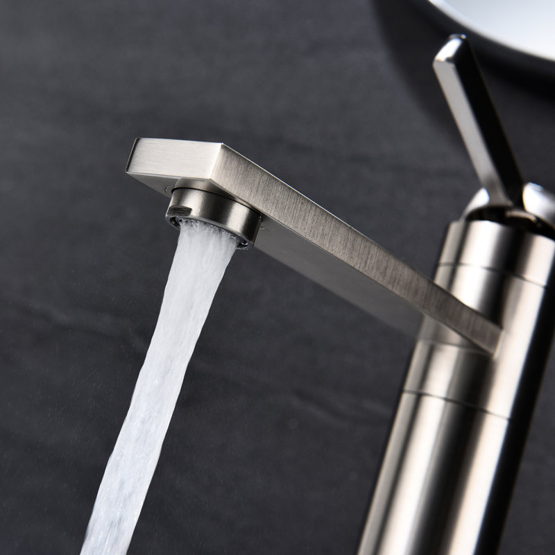 Brushed Nickel Sink Vanity Tap - Single Handle, Stainless Steel, Minimizes Cleaning Frequency, Graceful Design For Bathroom Low Maintenance, Captivating