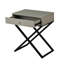 Table d'appoint taupe avec plateau en verre, tiroir, P 12,5 po, l 21,5 po et hauteur 26,5 po