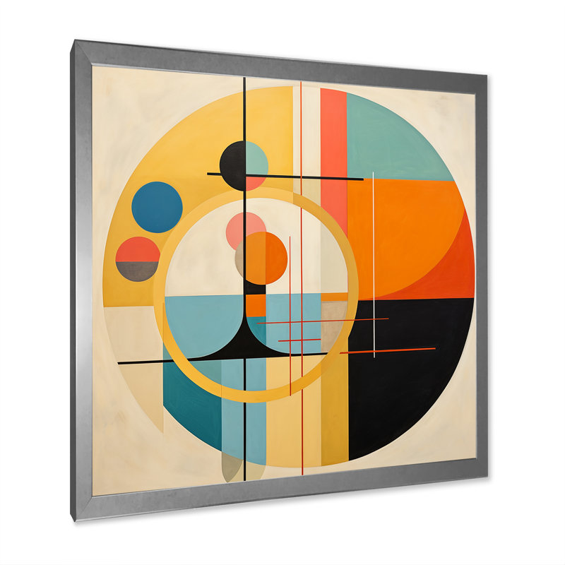 «Odyssey Midcentury Retro Abstract Geometrics», reproduction sur toile, Cadre simple argenté, H 16 po x l 16 po x P 1 po