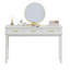 Bureau de coiffeuse blanc crème avec 3 tiroirs, table de maquillage ou bureau moderne, coiffeuse polyvalente pour la chambre à coucher, pas de miroir inclus