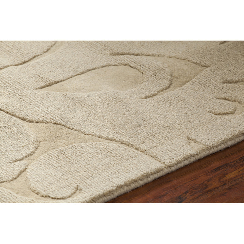 Tapis doré en laine touffeté Griagal, Rond 8 pi