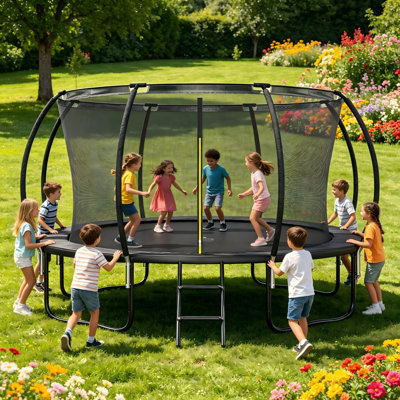 Trampoline rond pour la cour arrière avec enceinte sécuritaire, trampoline d'extérieur robuste pour enfants et adultes
