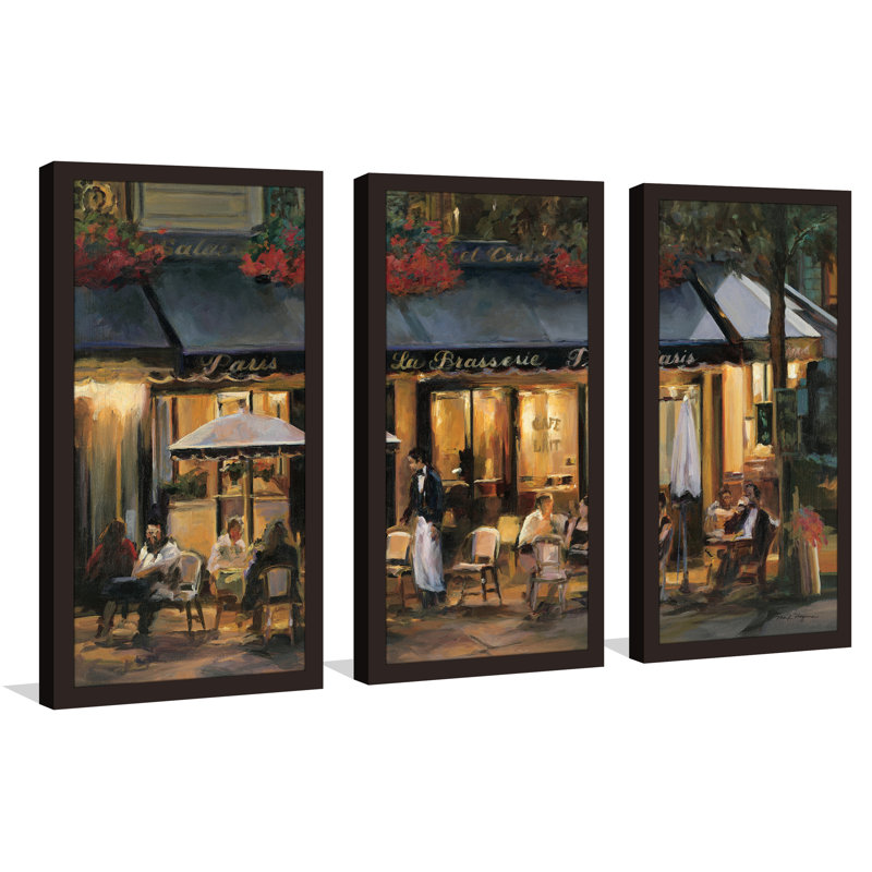 « la brasserie », reproduction d’art sur plusieurs pièces encadrée, H 25,5 po x l 40,5 po x P 1 po