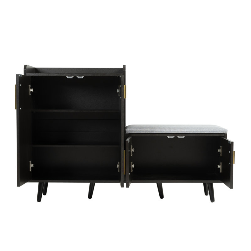 10 Pair Shoe Storage Cabinet, Black