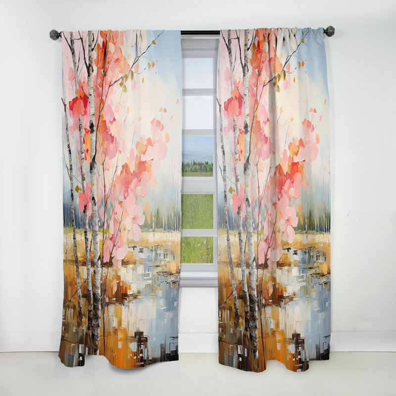 Birch Woods Spring Awakening V - Rideau arbre en bouleau - Rideau floral obscurcissant - 1 panneau, L 52 po x L 90 po