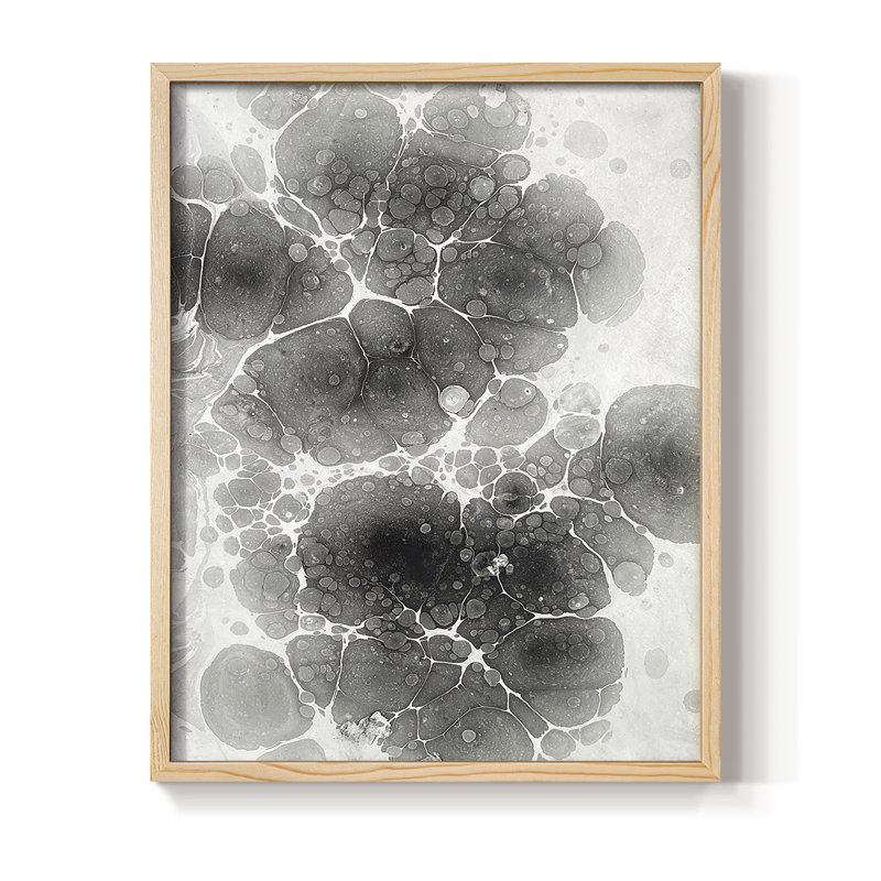 Marbling II Framed Print - Solid Wood, Natural, 15" H x 12" W