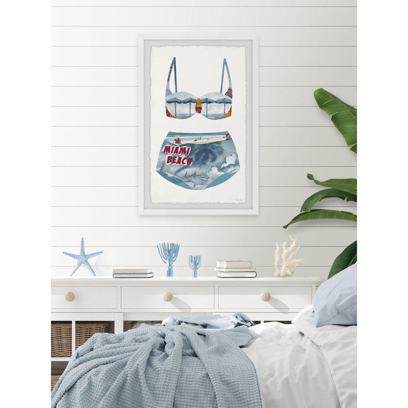«Miami Beach Retro Bikini», reproduction d'art graphique sur papier encadré, H 45 po x l 30 po x P 1,5 po