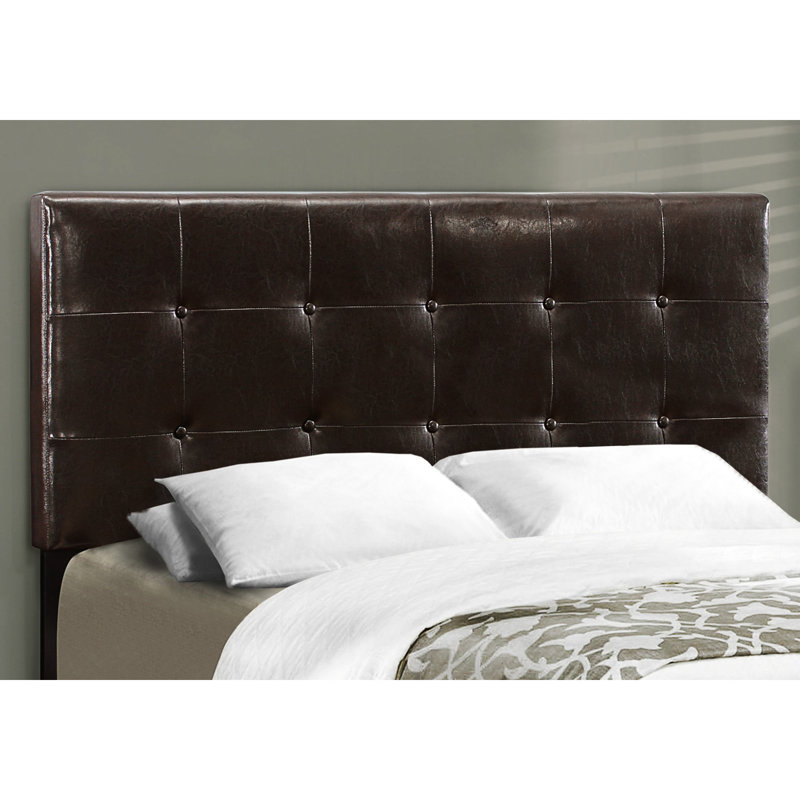 Lit double tapissier pleine grandeur de style brun pour chambre à coucher avec tête de lit élégante