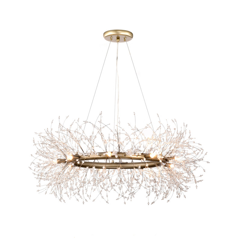 Lustre de style feu d'artifice unique à 31 lumières de 31,5 po Vargas, Or