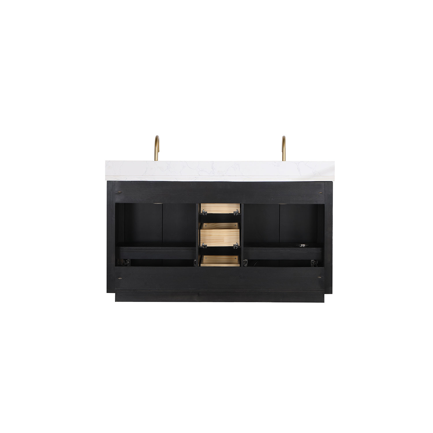 Adela 60'' Double Bathroom Vanity, Black, White, Gold