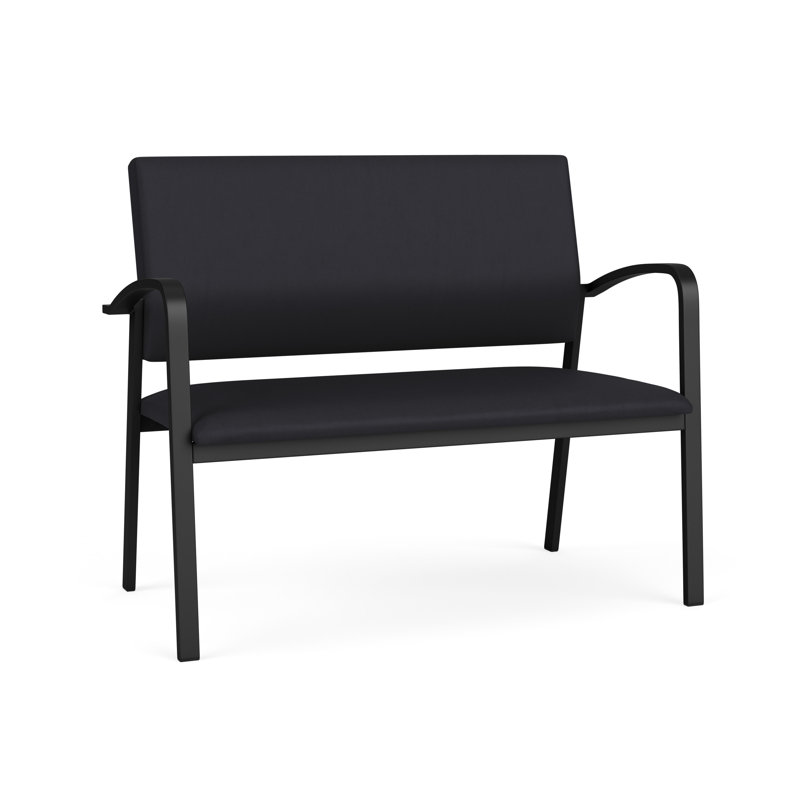 Newport Waiting Reception Loveseat Metal Frame, Black, Patriot Plus Black - Wipe Clean Vinyl