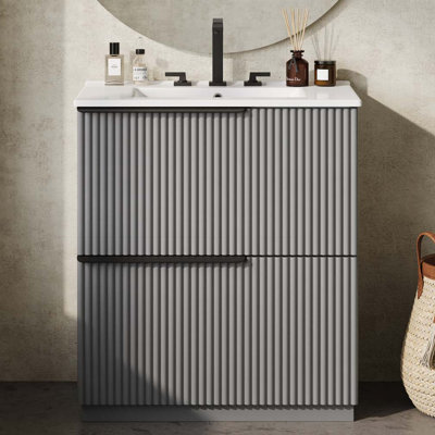 Meuble-lavabo 30 po avec lavabo en céramique et tiroirs pleine extension