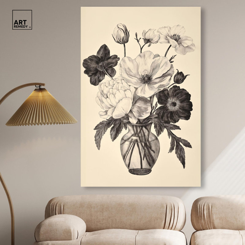 Aria antique, illustrations florales sur toile par Art Remedy, H 54 po x l 36 po, Toile tendue avec châssis