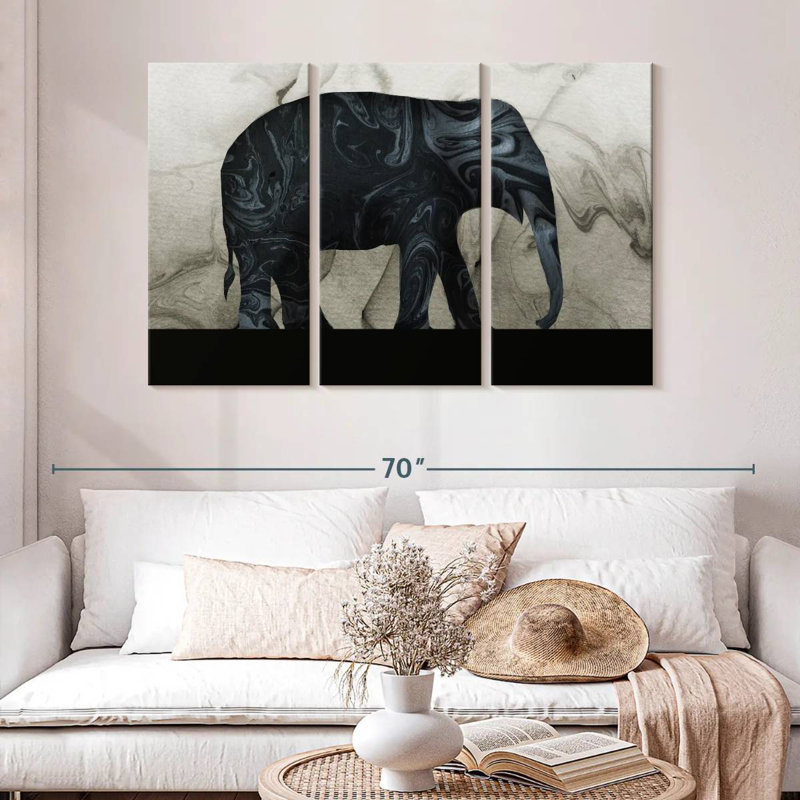 Abstract Elephant Silhouette, 32" H x 50" W