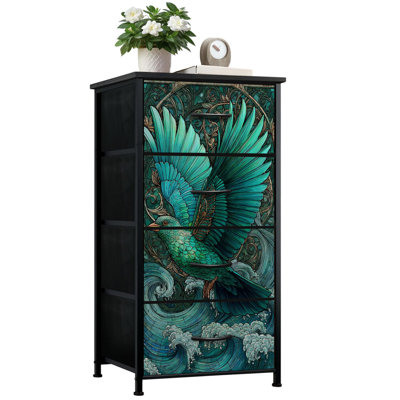 Commode en vitrail pour la chambre à coucher avec 4 tiroirs de rangement Commode de style gothique en verre coloré avec commode en acier pour vestibule