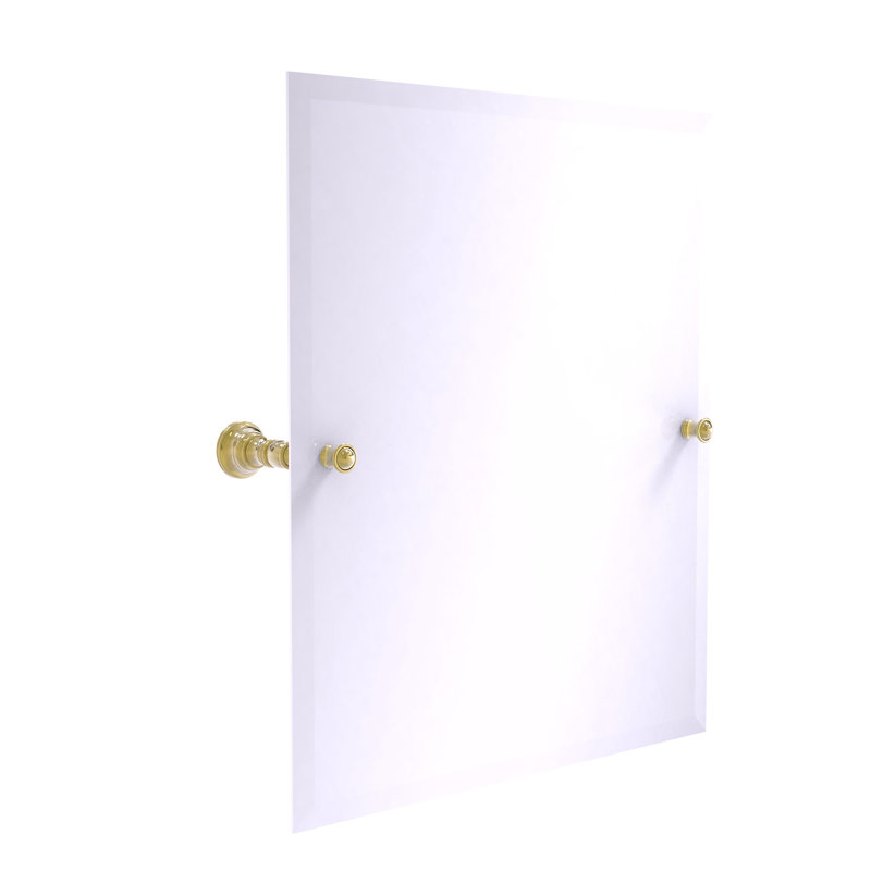 Miroir de meuble-lavabo biseauté sans cadre Freyja, 26 po x 21,8 po, Laiton non laqué