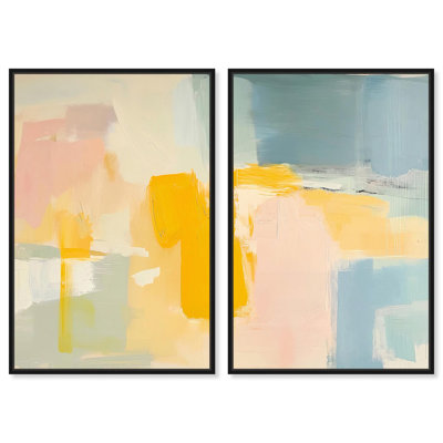 Ocean of Suns II Canvas Set of 2 Textured Abstracts by Art Remedy