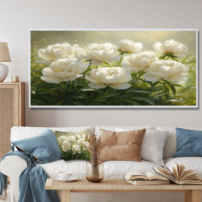 Reproduction d'art sur toile, "White Petal Serenity Of Peony Sunset I" - pivoines blanches