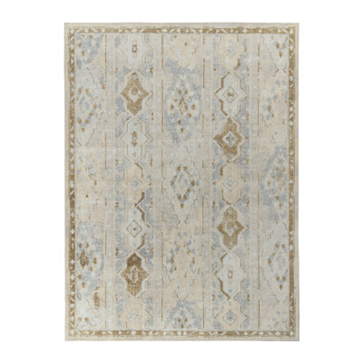 Distressed Homage Hand Knotted Wool Geometric Area Rug