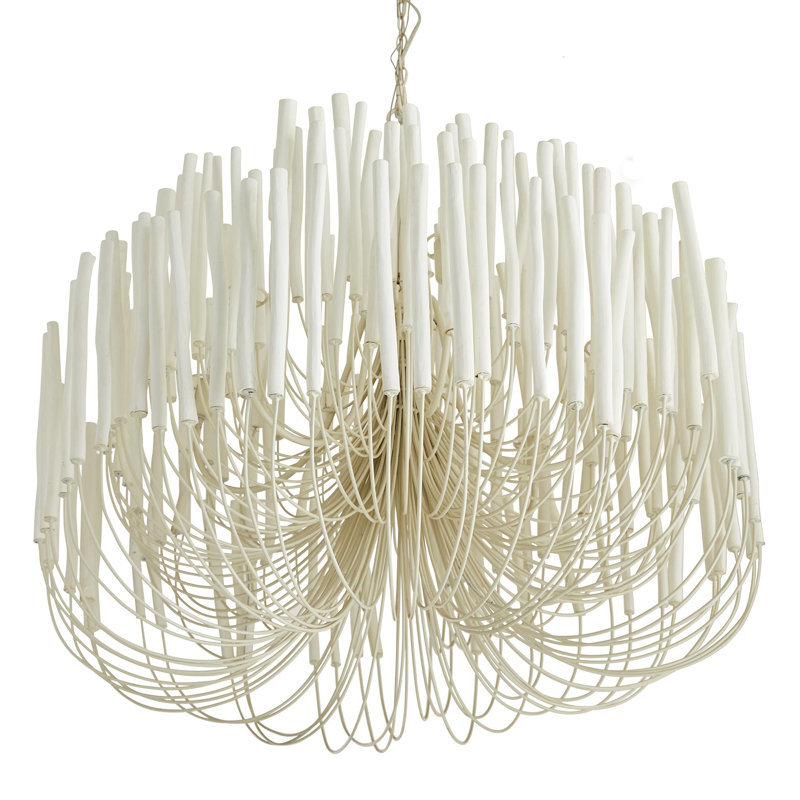 Tilda Chandelier, Whitewash Stained Wood, 38" H x 36" W x 36" D