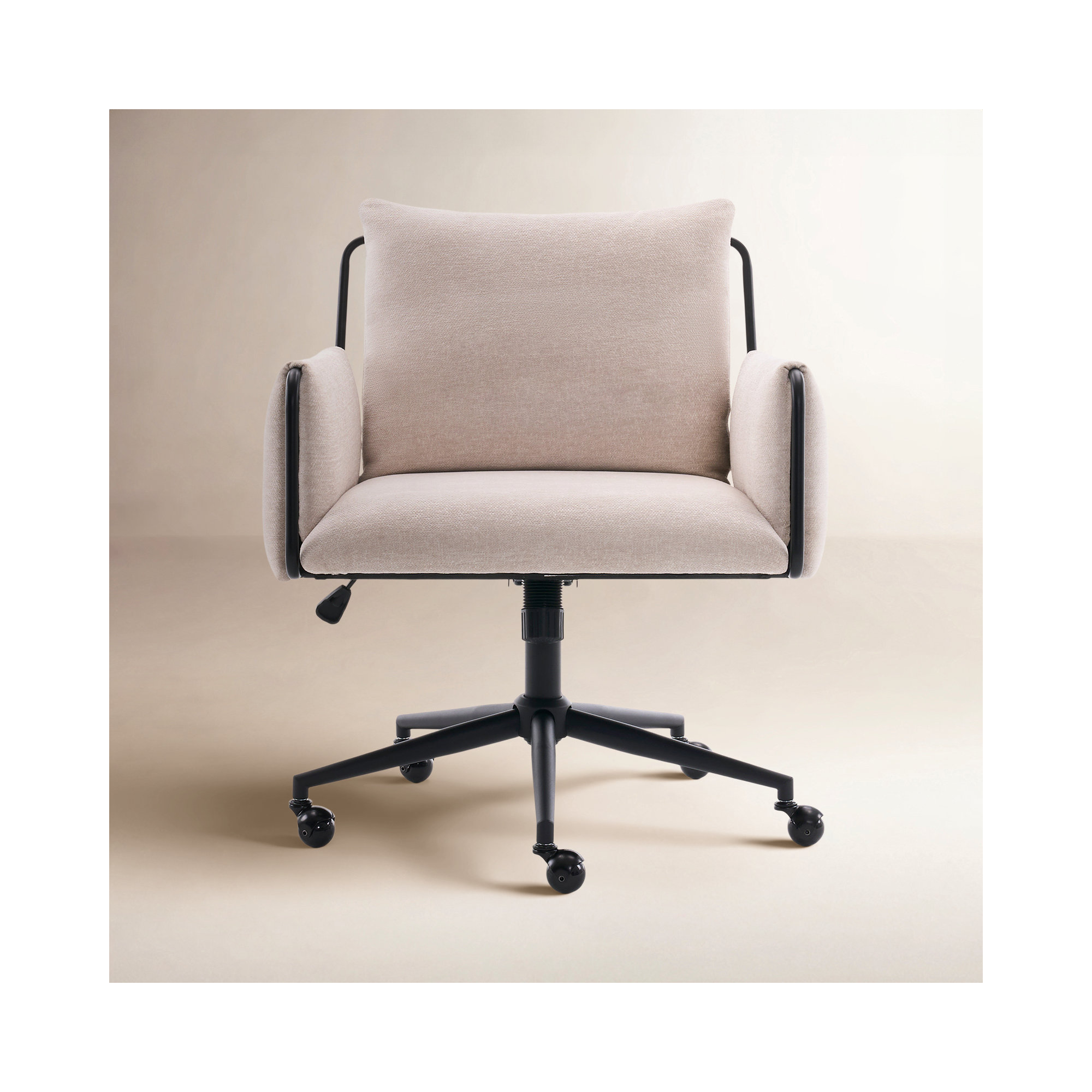 Arianna Upholstered Swivel Office Chair, Black