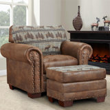 Jailiyah Upholstered Accent Chair with Ottoman