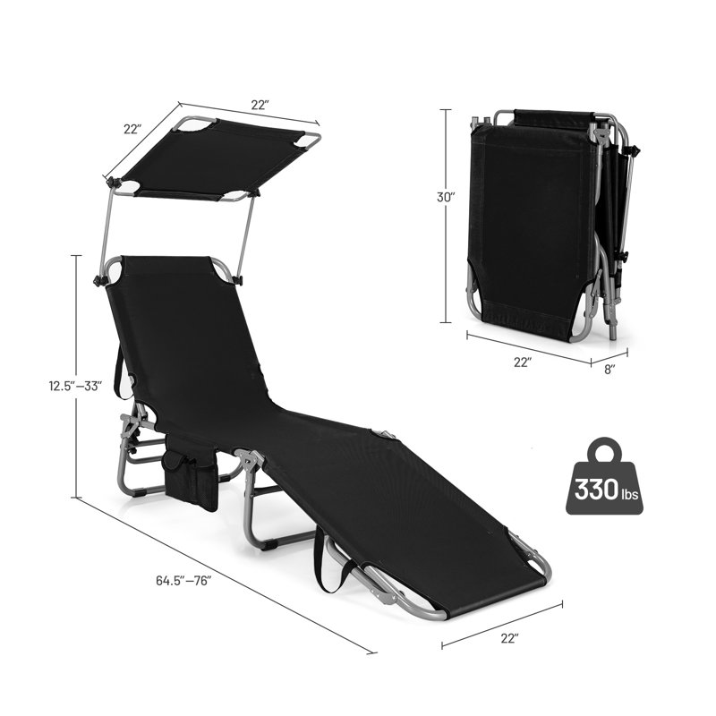 Avarika Outdoor Metal Chaise Lounge, Black