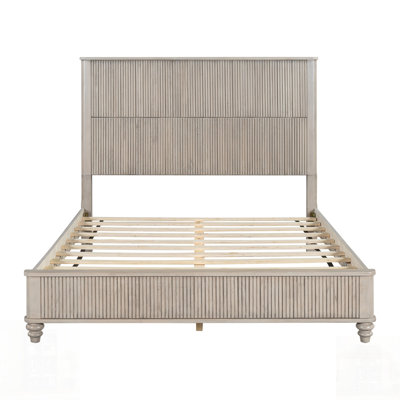Structure de lit plateforme en bois massif avec tête de lit haute, aucun sommier nécessaire