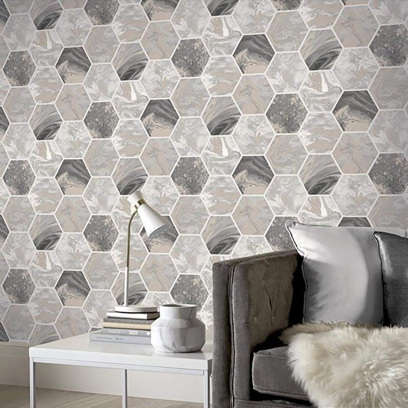 Charliee 10m x 53cm Metallic Finish Wallpaper Roll