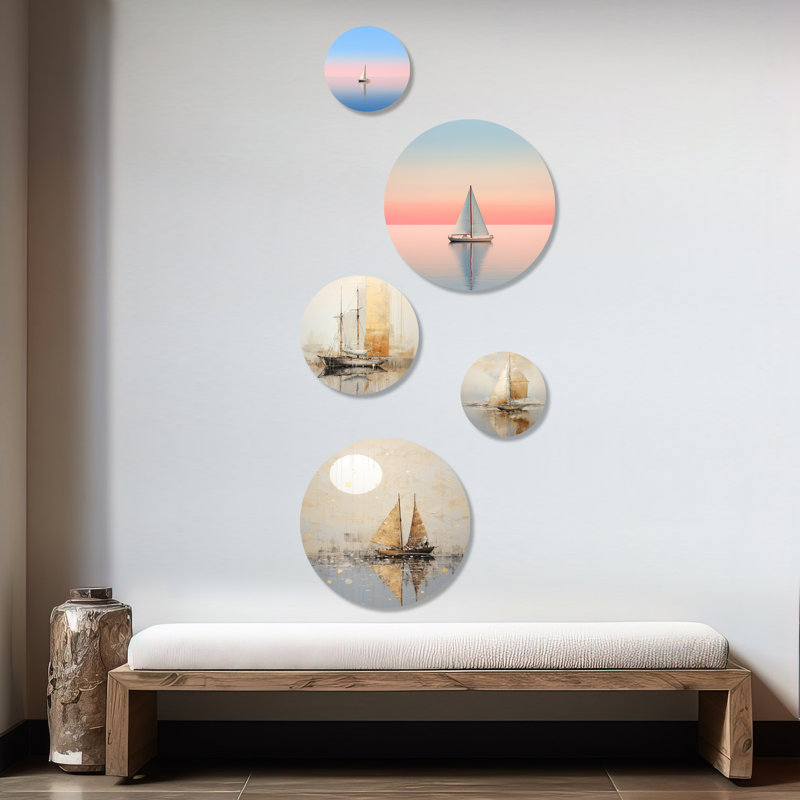 Minimalisme, pêche en bateau doré et gris
