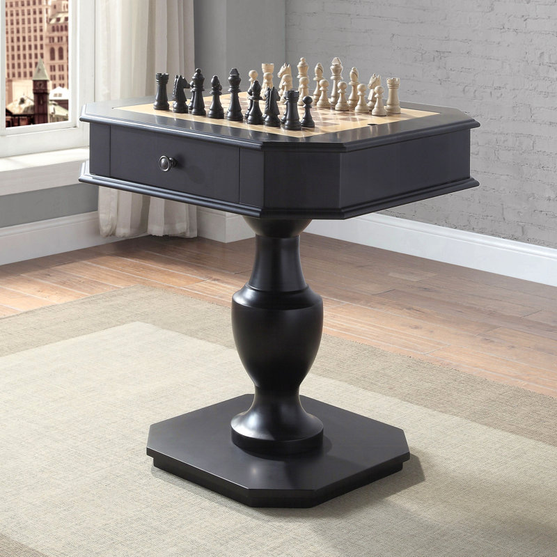 Table de jeu noire à 2 tiroirs