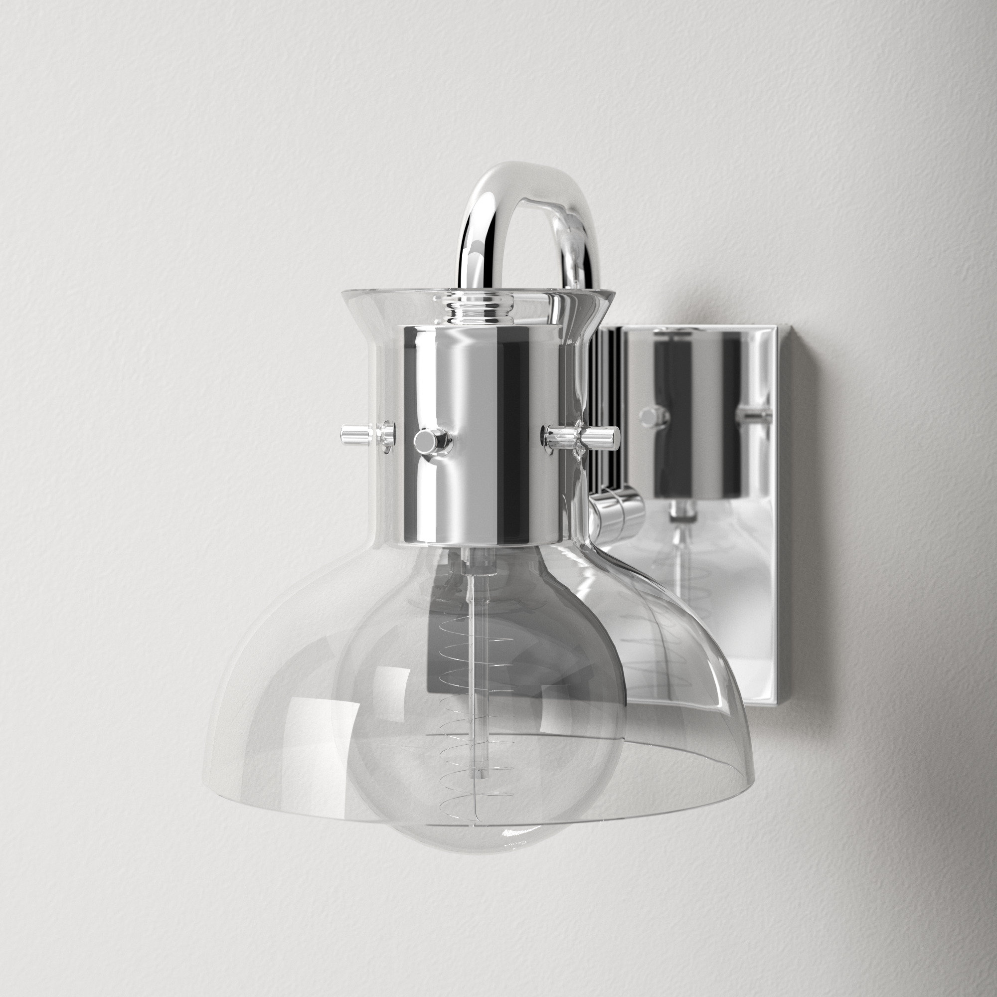 Luke Single Transparent Dimmable Bath Sconce, Polished Nickel